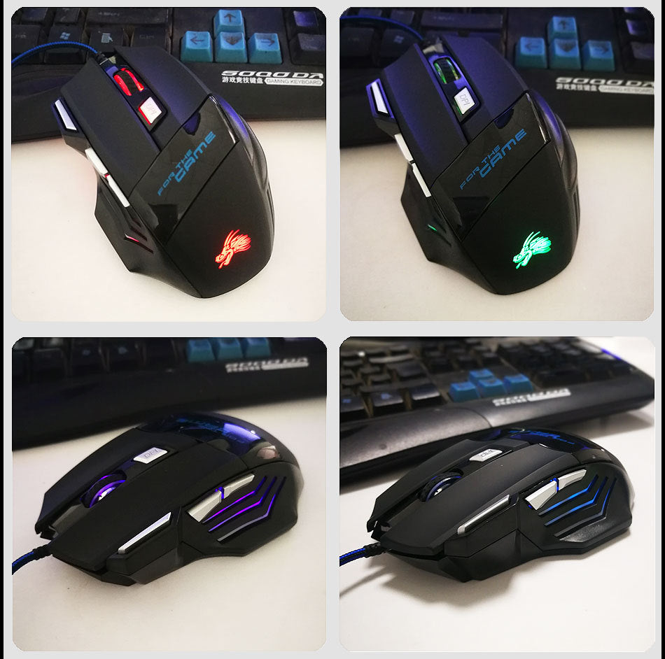 7-Button USB Gaming Mouse – Colorful LED Glowing Lights