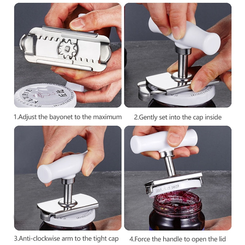 Adjustable Stainless Steel Jar Opener – Easy Lids-Off Bottle & Can Opener