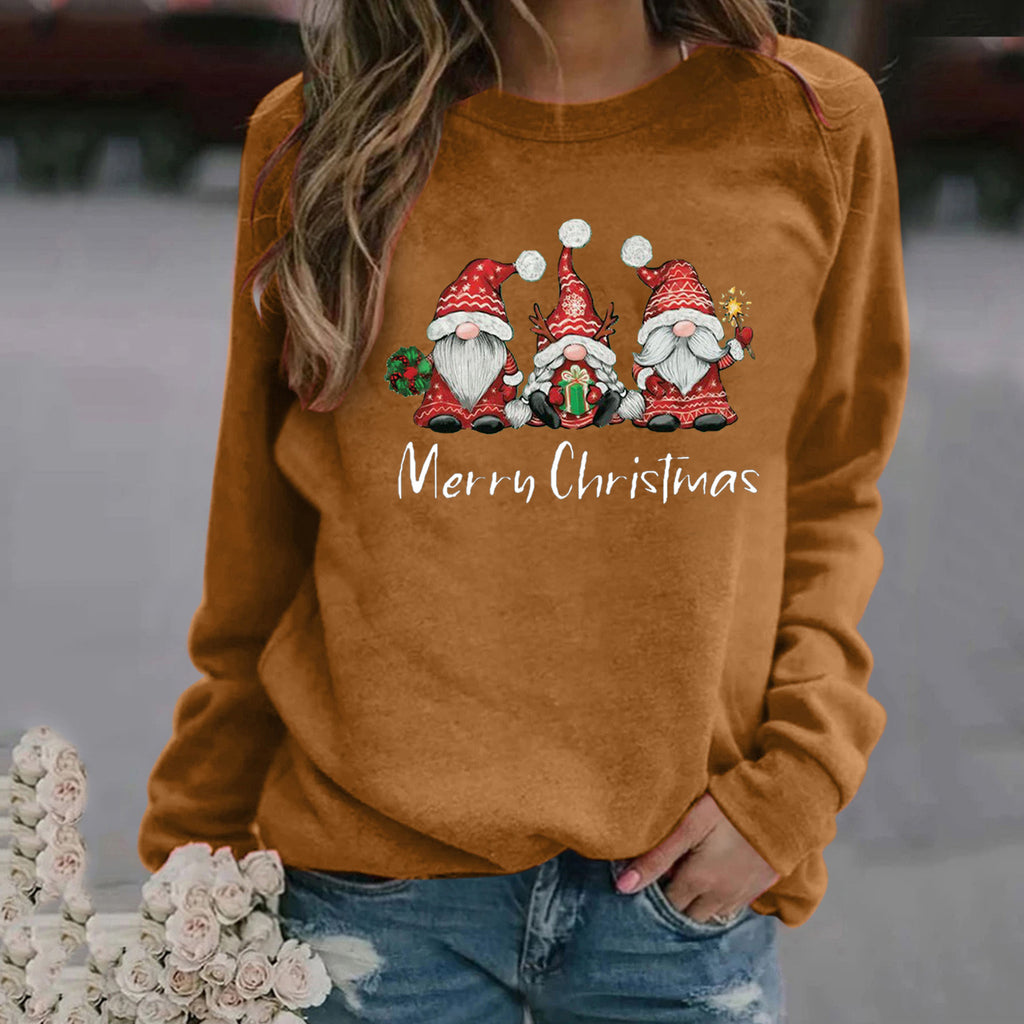 Women’s Christmas Printed Long Sleeve Round Neck Sweater