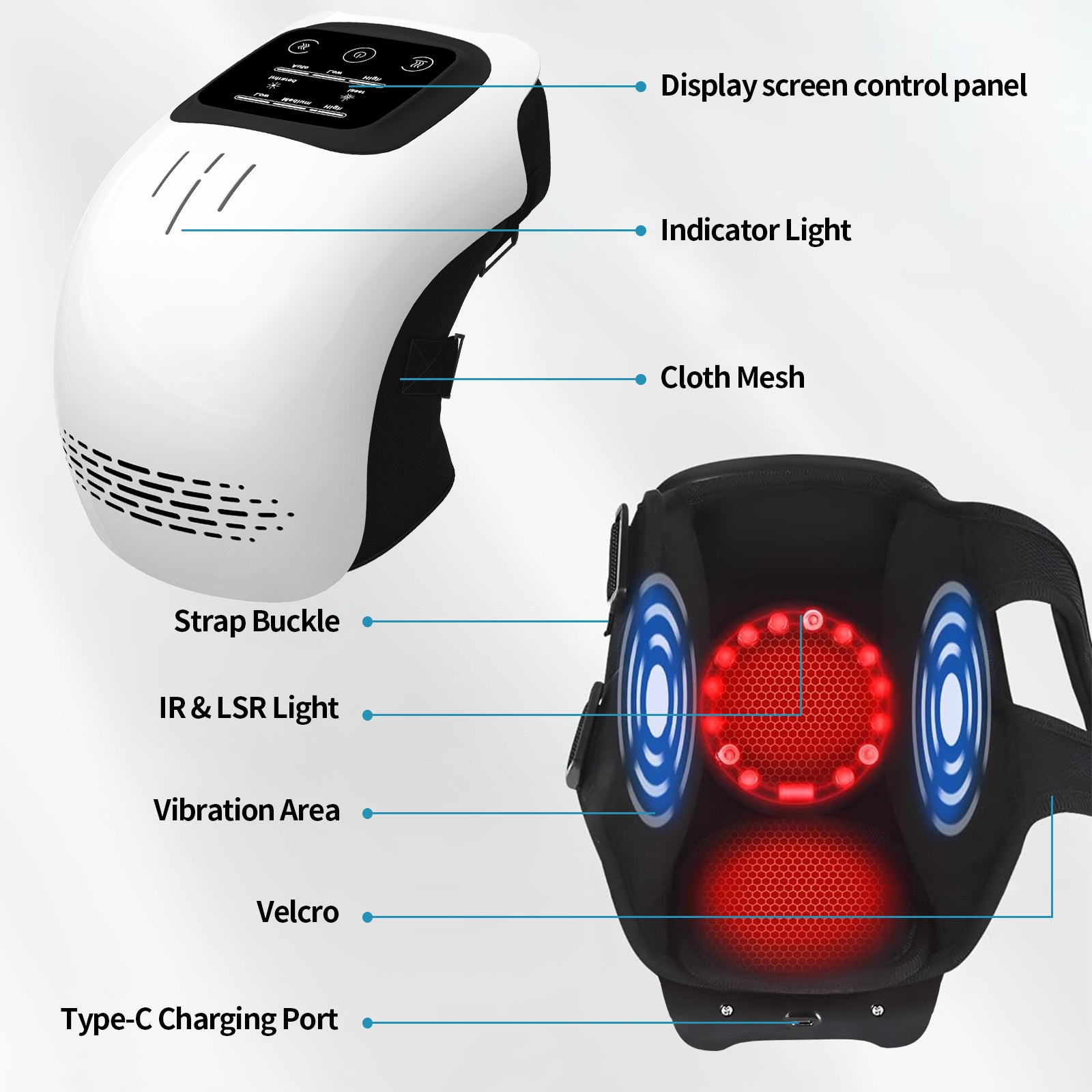 Intelligent Heated Electric Knee Massager with Vibration, Infrared Therapy & Pain Relief - Rechargeable Home Use Device