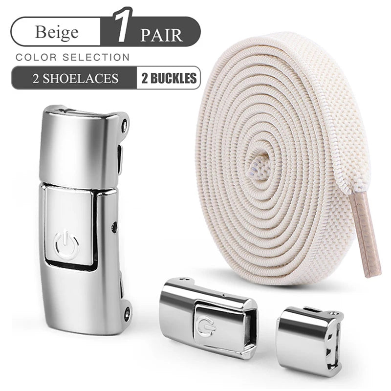 8mm No-Tie Elastic Shoelaces - Press-Lock, Flat Widened Laces for Kids & Adults, Fits All Sneakers