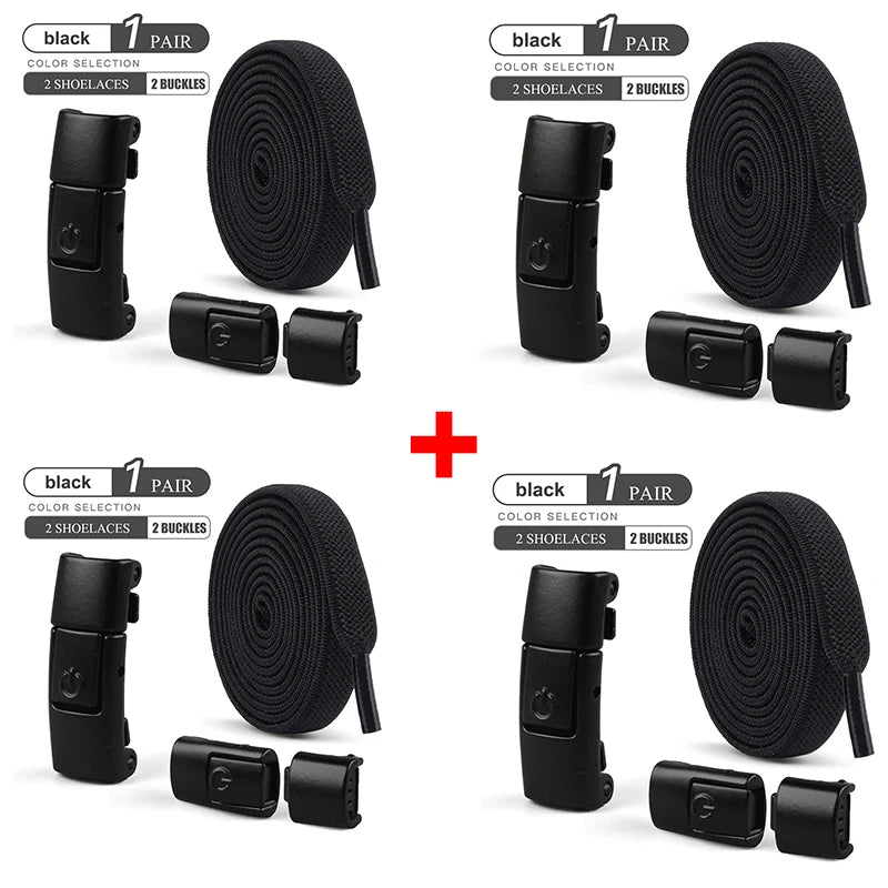 8mm No-Tie Elastic Shoelaces - Press-Lock, Flat Widened Laces for Kids & Adults, Fits All Sneakers