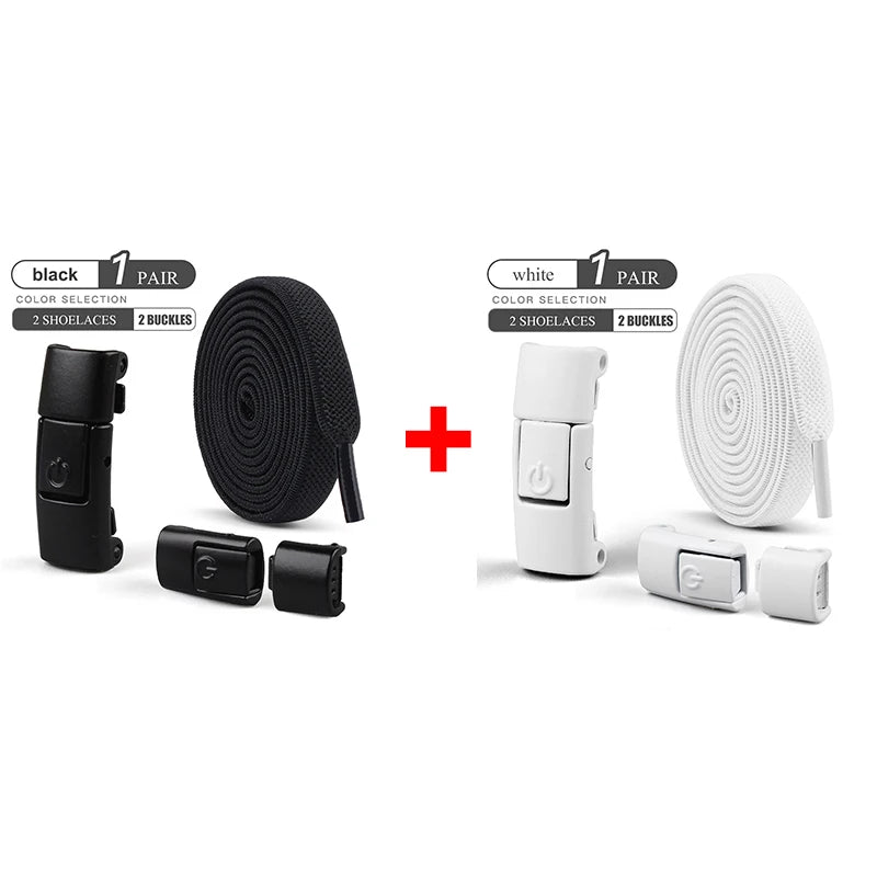 8mm No-Tie Elastic Shoelaces - Press-Lock, Flat Widened Laces for Kids & Adults, Fits All Sneakers