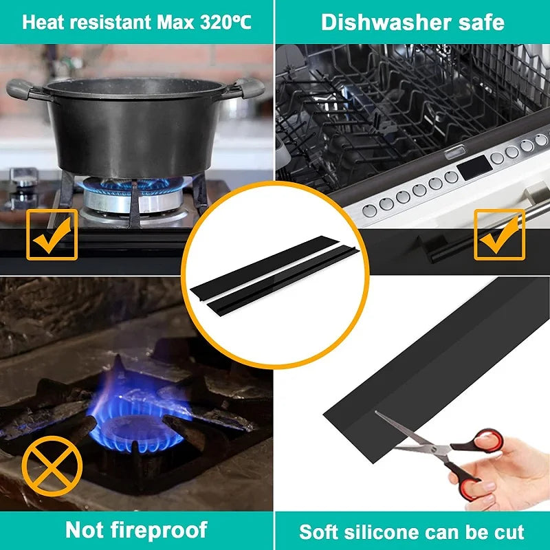 Silicone Stove Counter Gap Cover – Heat-Resistant Kitchen Slit Protector & Spill Seal Mat