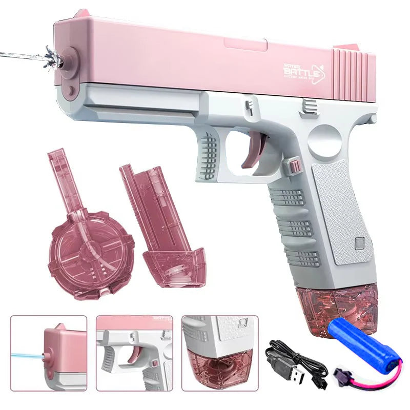 Electric Water Gun Toy - Portable Automatic Burst Water Blaster for Kids, Rechargeable Outdoor Water Toy