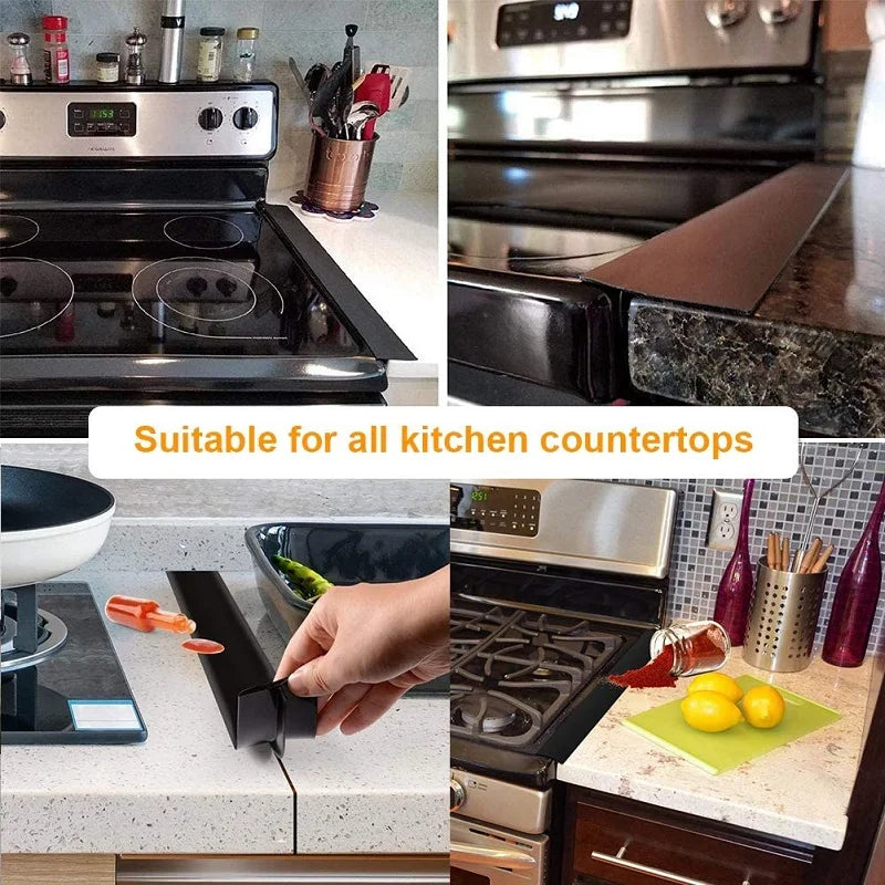 Silicone Stove Counter Gap Cover – Heat-Resistant Kitchen Slit Protector & Spill Seal Mat