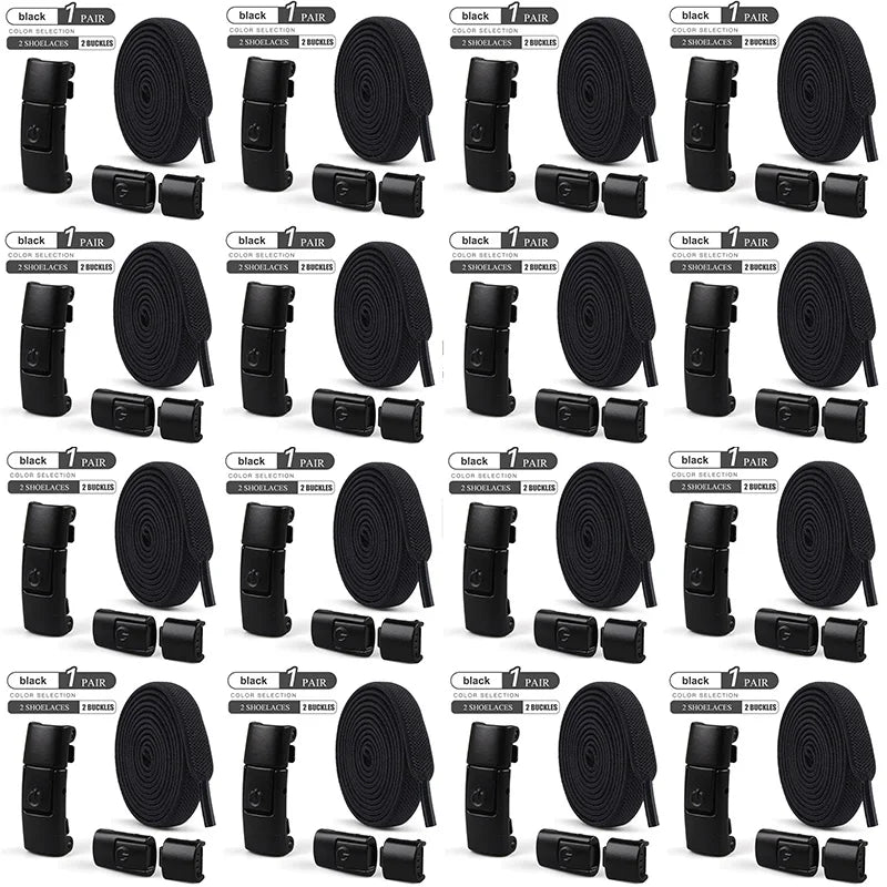 8mm No-Tie Elastic Shoelaces - Press-Lock, Flat Widened Laces for Kids & Adults, Fits All Sneakers