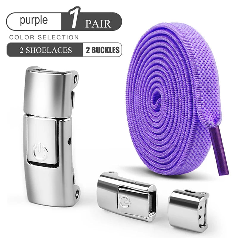 8mm No-Tie Elastic Shoelaces - Press-Lock, Flat Widened Laces for Kids & Adults, Fits All Sneakers