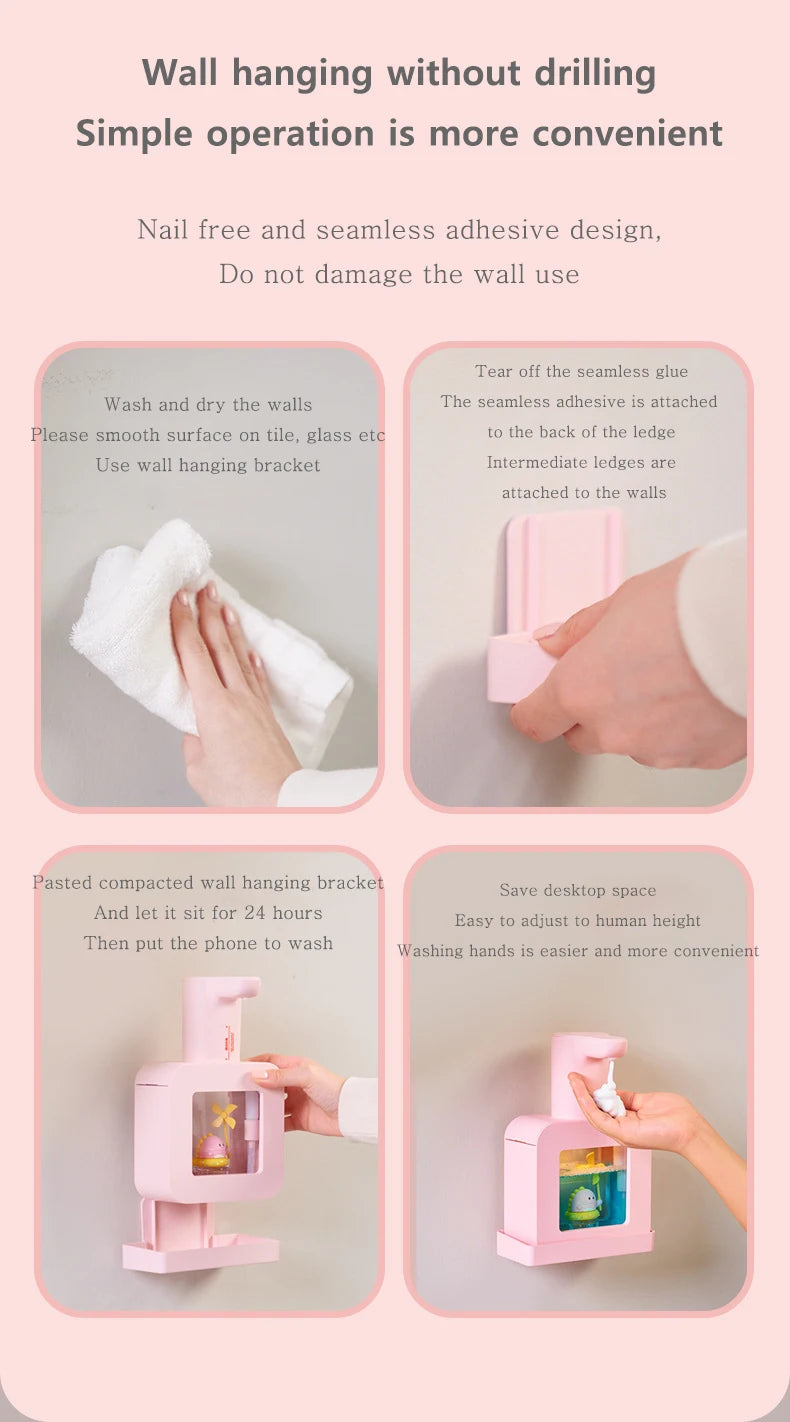 Cute Pet Automatic Foam Soap Dispenser - Wall-Mounted/Countertop, Touchless, USB, 400 ML