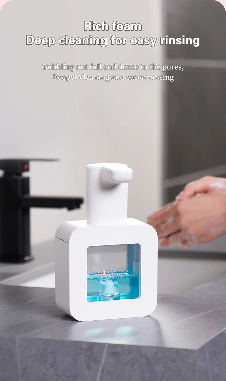 Cute Pet Automatic Foam Soap Dispenser - Wall-Mounted/Countertop, Touchless, USB, 400 ML