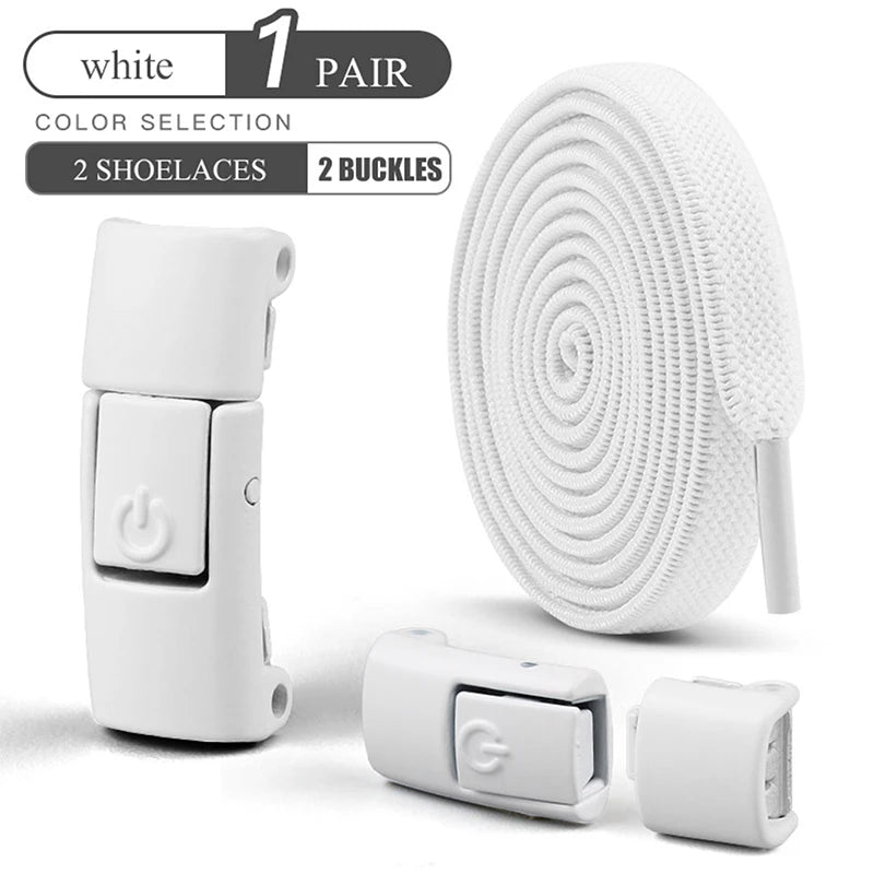 8mm No-Tie Elastic Shoelaces - Press-Lock, Flat Widened Laces for Kids & Adults, Fits All Sneakers