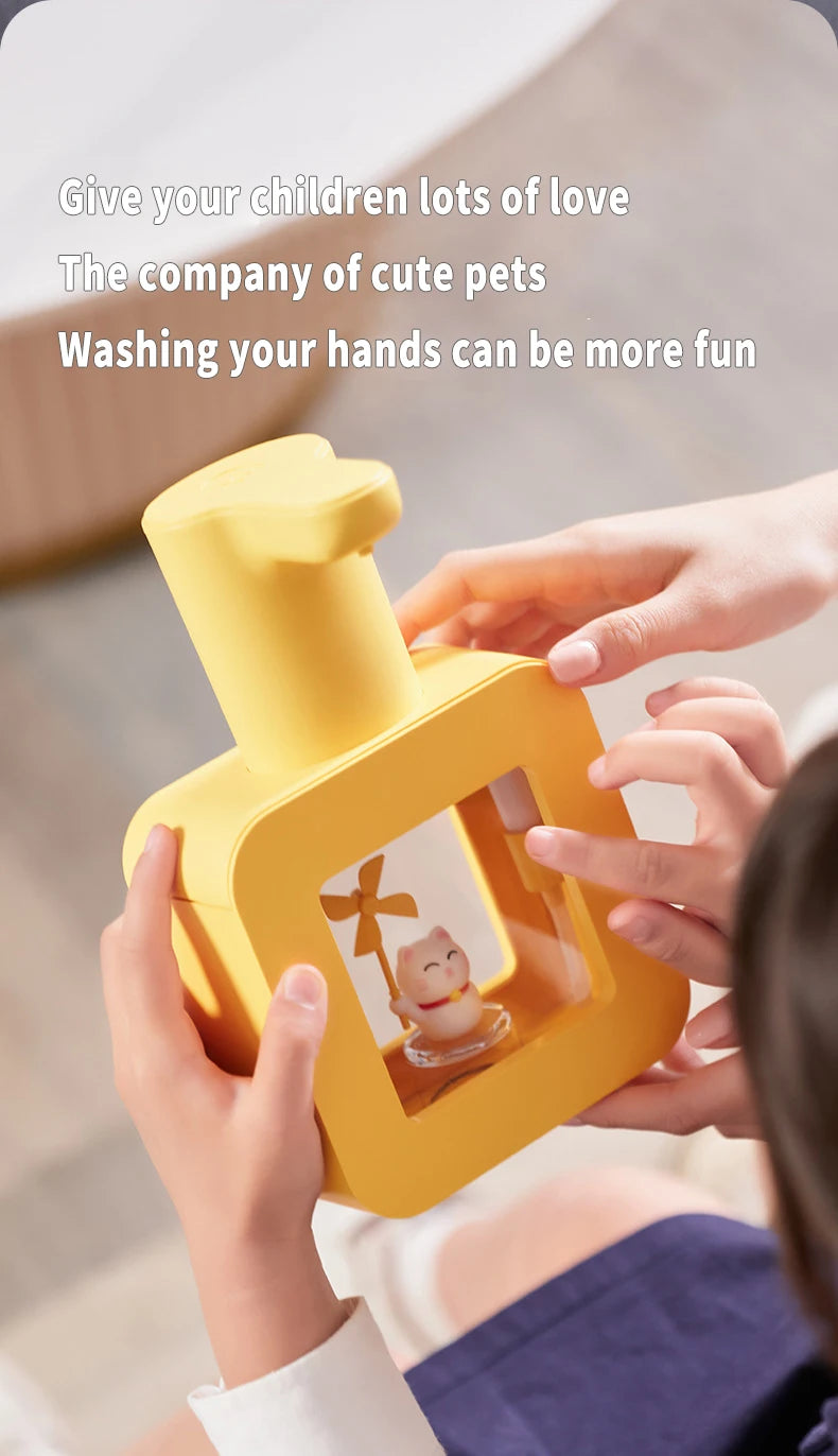 Cute Pet Automatic Foam Soap Dispenser - Wall-Mounted/Countertop, Touchless, USB, 400 ML