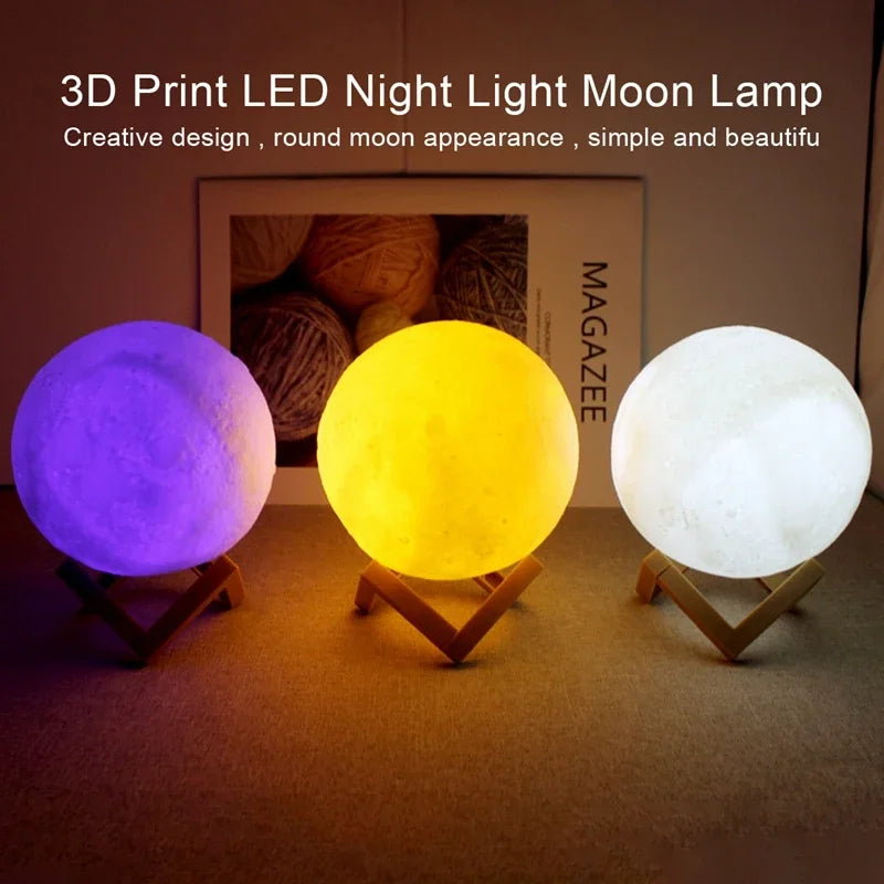 3D Moon Lamp Galaxy Edition - Touch/Remote LED Night Light - Bedroom Decor & Gift for Kids