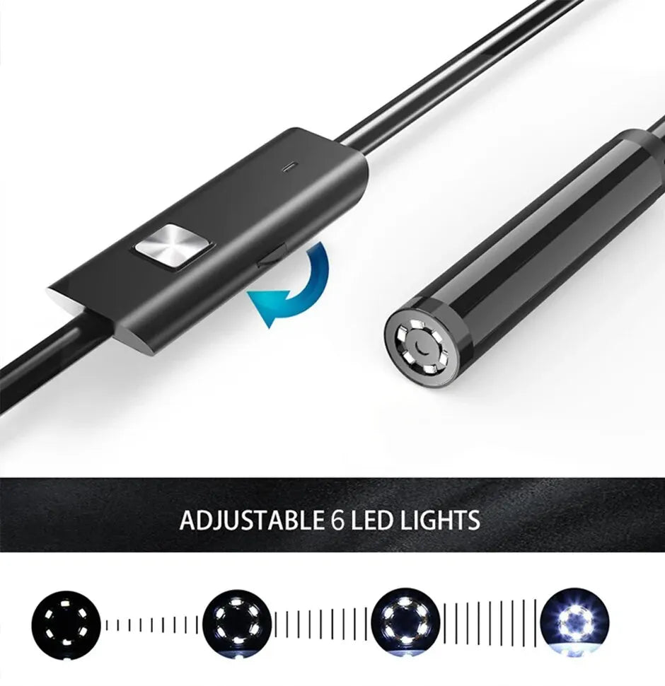 USB Endoscope for Android - 5.5mm OTG Borescope Inspection Camera, IP67 Waterproof, 6 LED Lights, Type-C Compatible