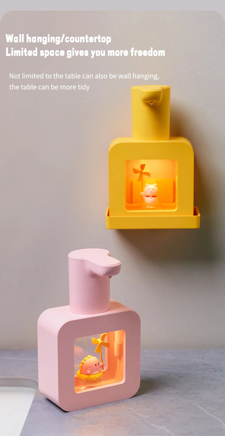 Cute Pet Automatic Foam Soap Dispenser - Wall-Mounted/Countertop, Touchless, USB, 400 ML