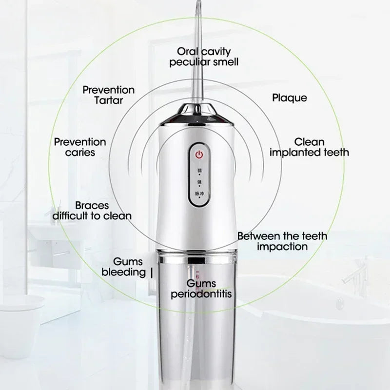 Professional Cordless Water Flosser - Portable USB-Rechargeable Oral Irrigator with Multiple Pressure Modes for Teeth & Gum Care