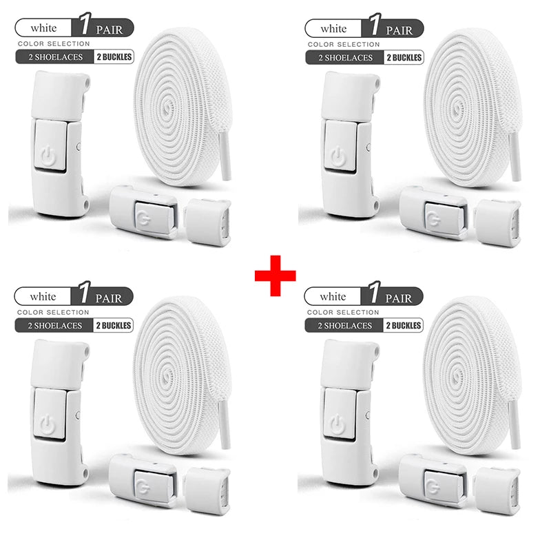 8mm No-Tie Elastic Shoelaces - Press-Lock, Flat Widened Laces for Kids & Adults, Fits All Sneakers