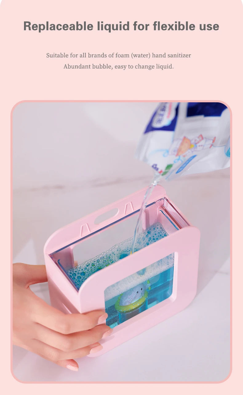 Cute Pet Automatic Foam Soap Dispenser - Wall-Mounted/Countertop, Touchless, USB, 400 ML