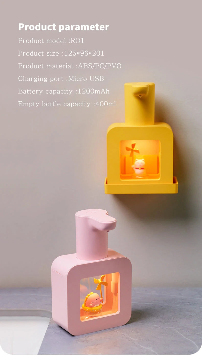 Cute Pet Automatic Foam Soap Dispenser - Wall-Mounted/Countertop, Touchless, USB, 400 ML