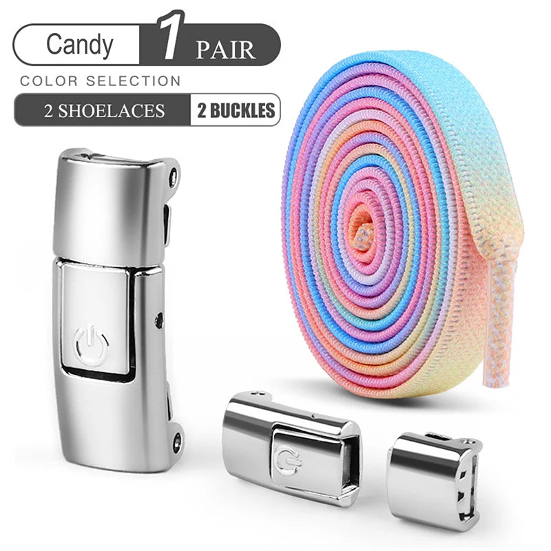 8mm No-Tie Elastic Shoelaces - Press-Lock, Flat Widened Laces for Kids & Adults, Fits All Sneakers