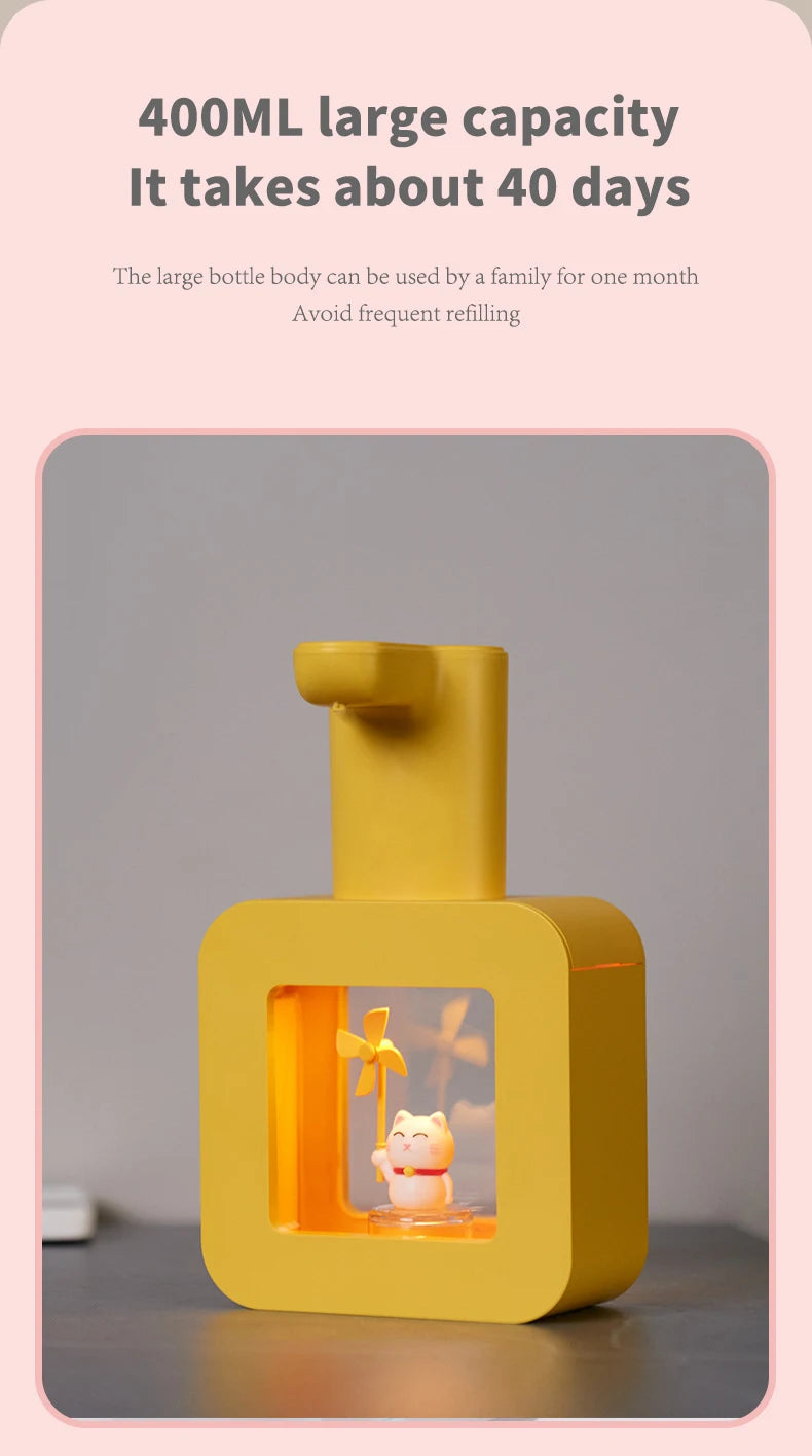 Cute Pet Automatic Foam Soap Dispenser - Wall-Mounted/Countertop, Touchless, USB, 400 ML