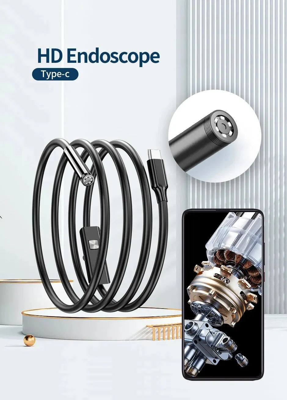 USB Endoscope for Android - 5.5mm OTG Borescope Inspection Camera, IP67 Waterproof, 6 LED Lights, Type-C Compatible