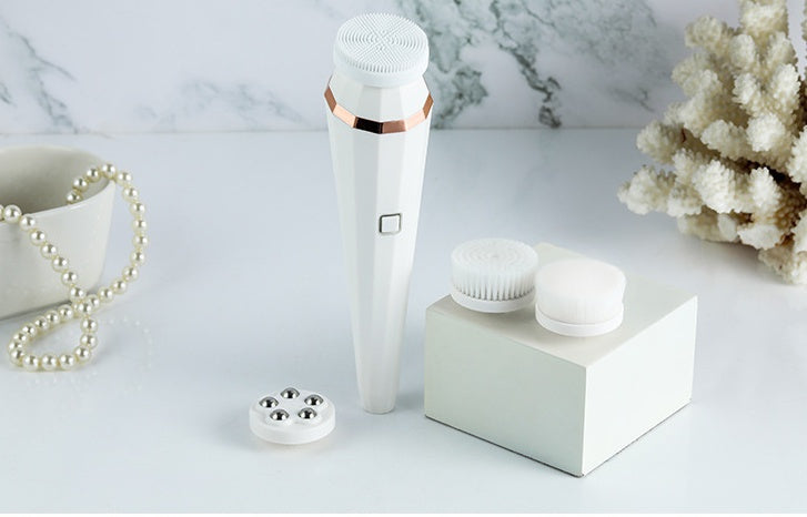 4-in-1 Electric Facial Cleansing Brush – USB Rechargeable & Deep Cleaning